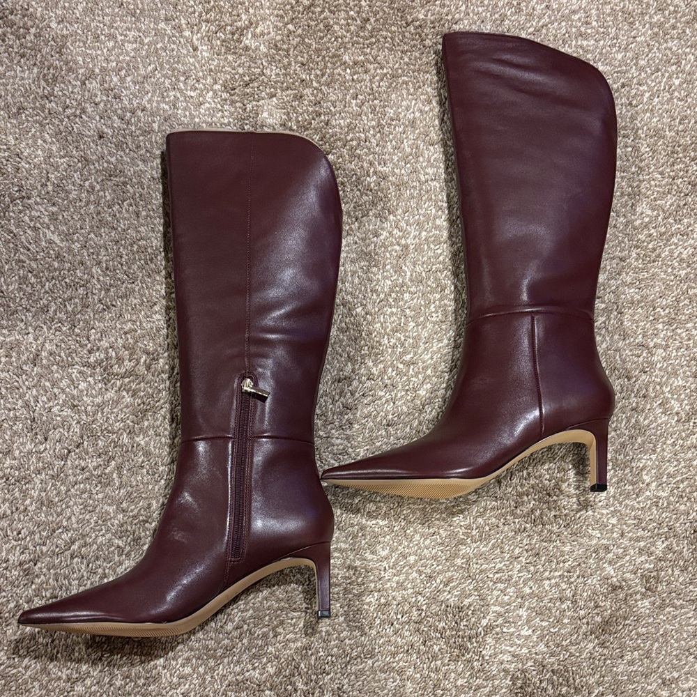 Marc Fisher LTD Melesmee Burgundy Tall Boots Pointed Toe Heel Size 10 E216 - Picture 3 of 8
